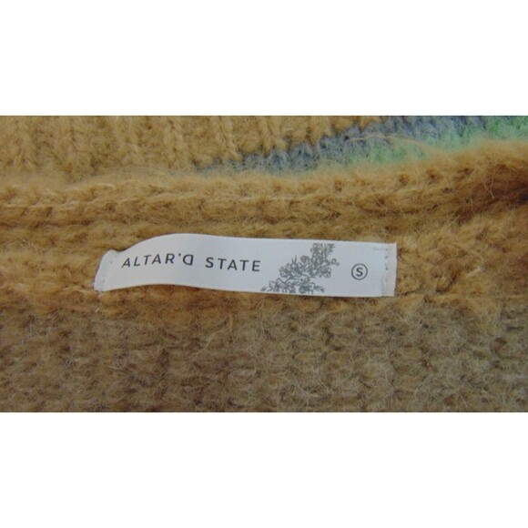 New Altar'd State Striped Eyelash Fuzzy Knit Cardigan Sweater Women's Size Small - Picture 6 of 9